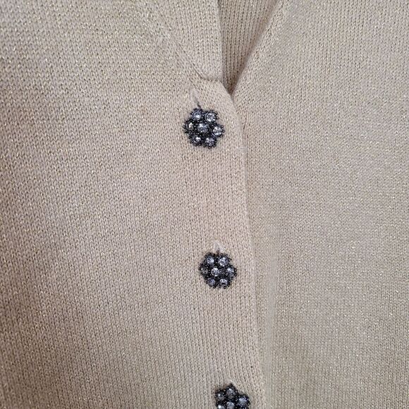 Jaclyn Smith Collection Gold Cardigan Sweater Metal Glitter Formal Party Large - Picture 10 of 11